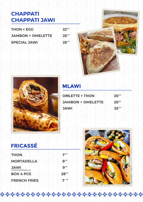 Chappati and Mlawi menu
