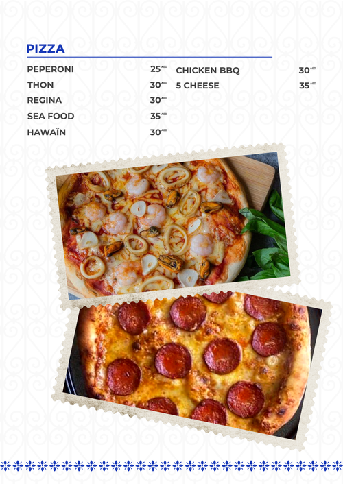 Pizza menu