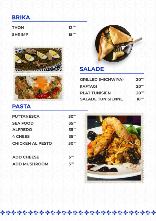 Tunisian menu